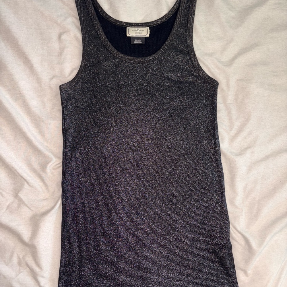 By Malene Birger Shimmering Black Tank Top